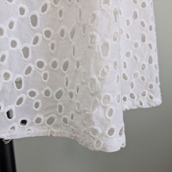 Eyelet Mini Dress 4 White Cottage Bride Rehearsal Beach Graduation Rush Beach - Picture 6 of 13